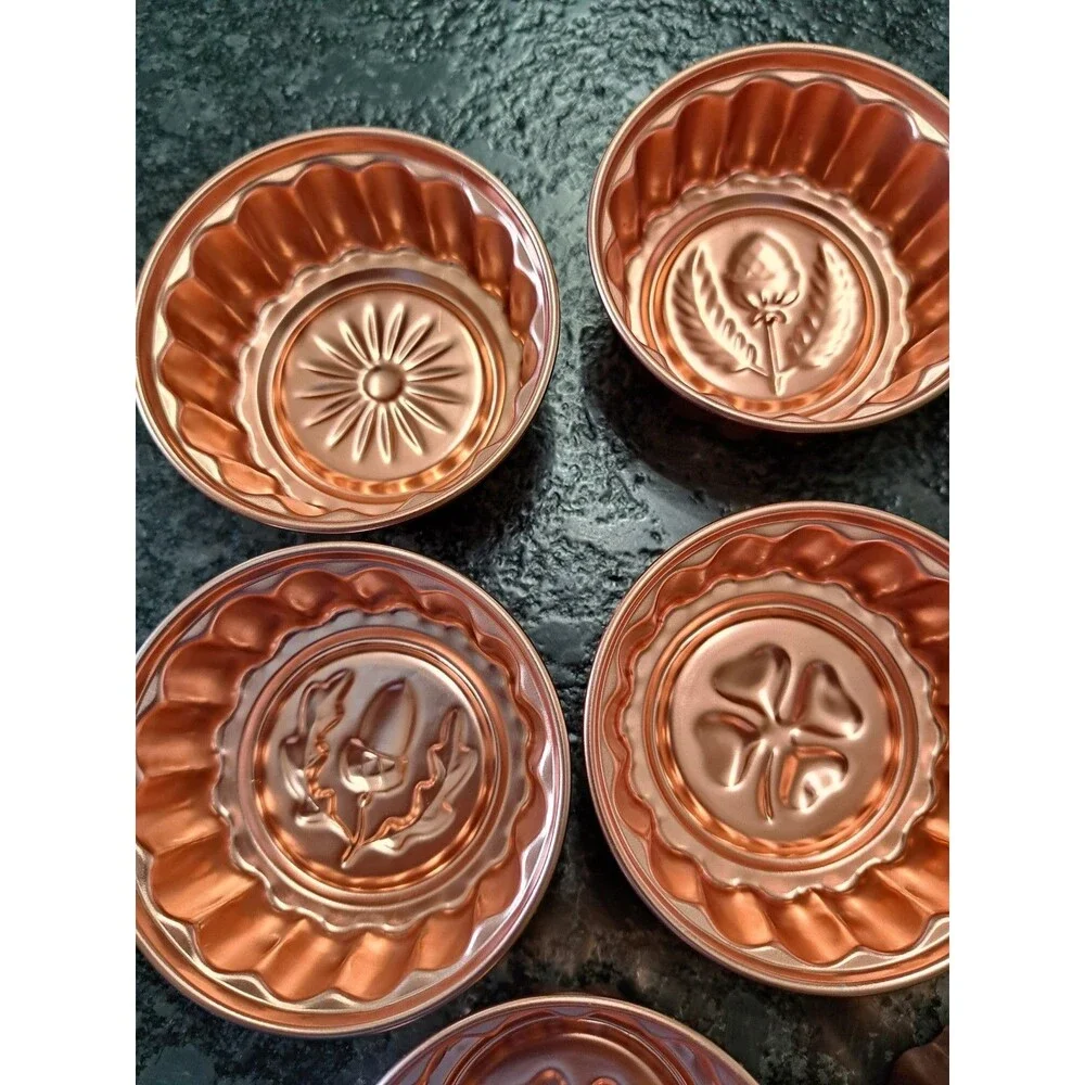 Vintage Jello Mold (2 Sets of 4) Copper Color Aluminum Cake Tart Molds